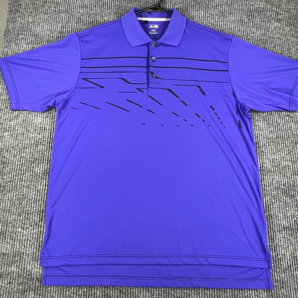 Adidas Polo Shirt Mens Large Purple Short Sleeve Golf Casual Outdoor Lightweight